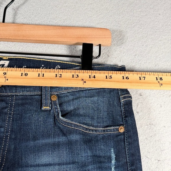 7 For All Mankind Josefina Skinny Boyfriend Jeans Dark Wash Distressed Size 27 - Picture 5 of 13
